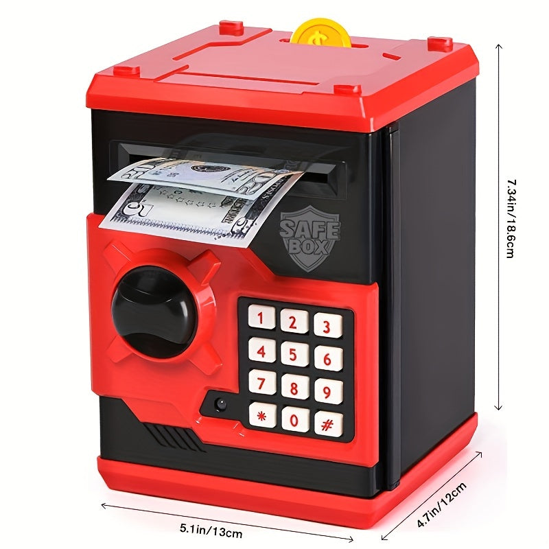 ATM Piggy Bank For Boys Girls,  Mini ATM Coin Bank Money Saving Box With Password, Kids Safe Money Jar For Adults With Auto Grab Bill Slot, Great Gift Toy Bank For Kids