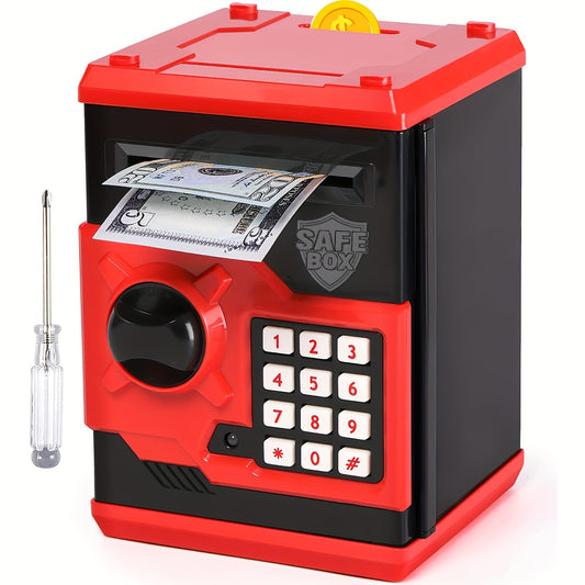 ATM Piggy Bank For Boys Girls,  Mini ATM Coin Bank Money Saving Box With Password, Kids Safe Money Jar For Adults With Auto Grab Bill Slot, Great Gift Toy Bank For Kids
