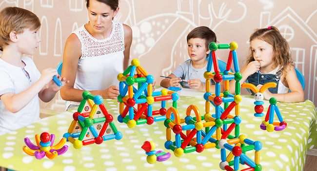 Magnetic Creative Building Blocks Designer Set - Magnet Stick Rod Balls - Montessori Educatio                                      nal Toys For Children