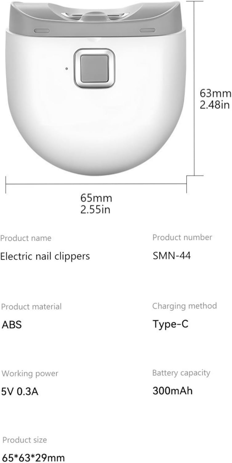 Electric Nail Clipper USB Rechargeable 2 Speeds Easy Operation Soft Light Low Noise Safe Great For Adults Elderly Nursing Care