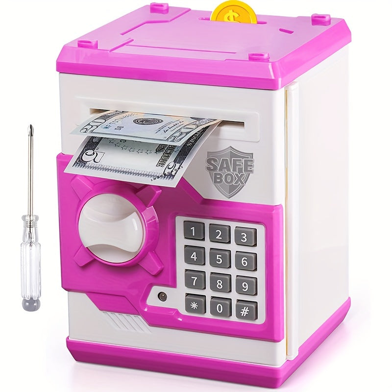 ATM Piggy Bank For Boys Girls,  Mini ATM Coin Bank Money Saving Box With Password, Kids Safe Money Jar For Adults With Auto Grab Bill Slot, Great Gift Toy Bank For Kids