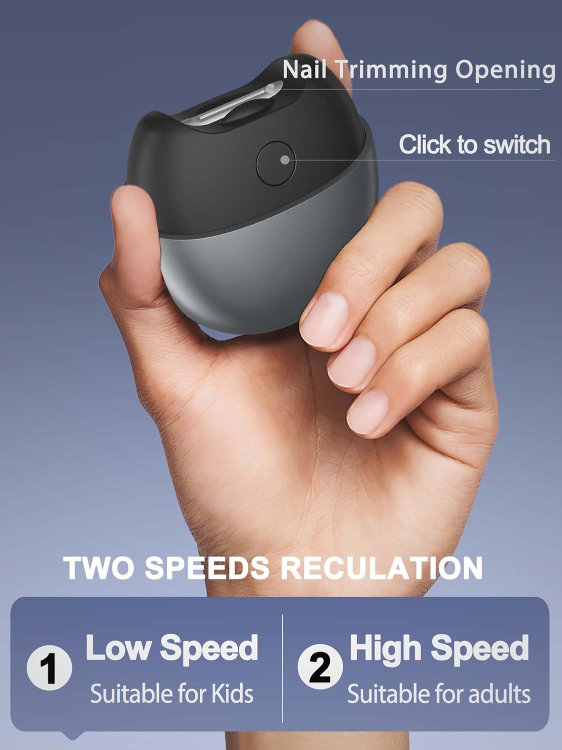 Electric Nail Clipper USB Rechargeable 2 Speeds Easy Operation Soft Light Low Noise Safe Great For Adults Elderly Nursing Care