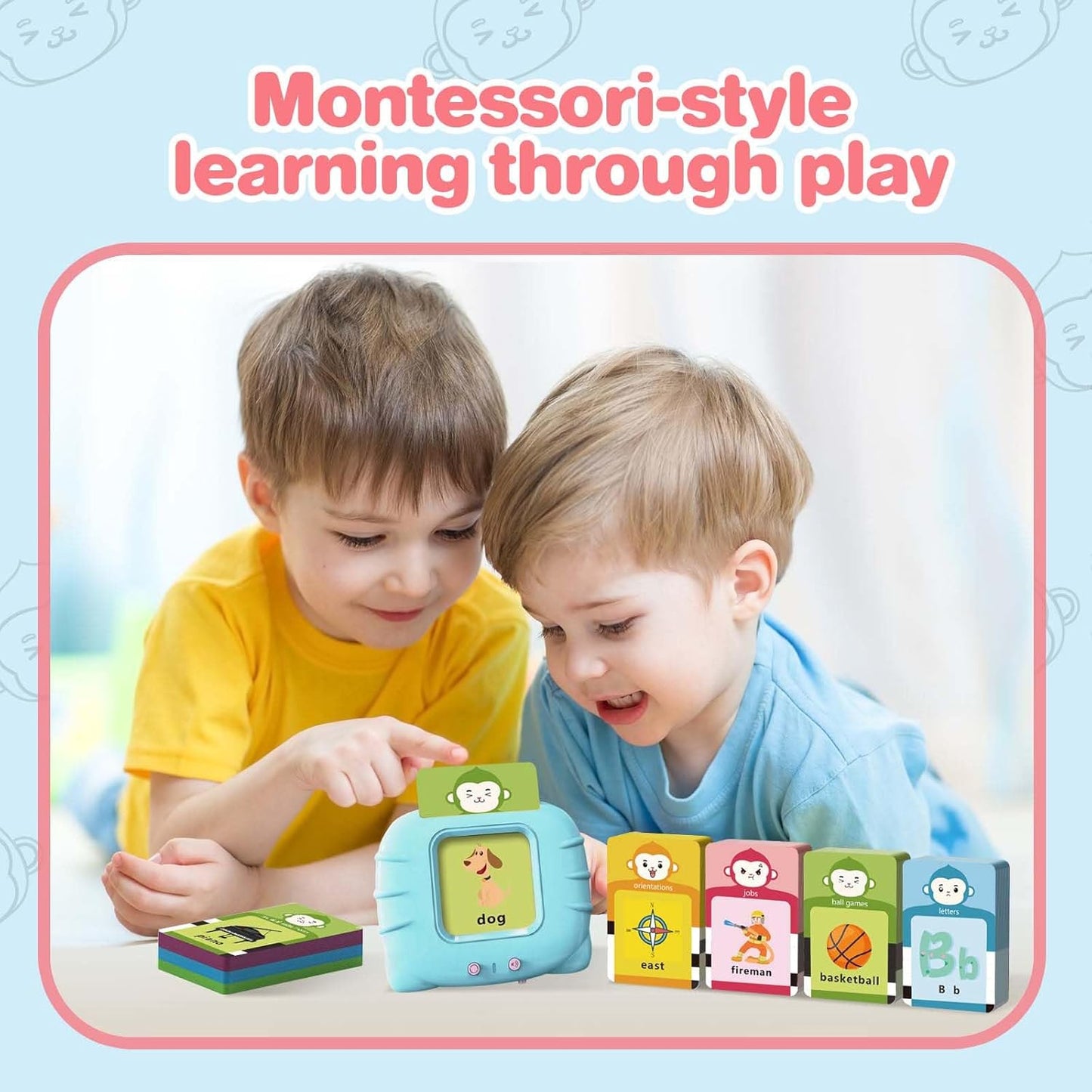 Montessori Education Flash Cards Machine Early Educational Learning English Electronic Audio Book Toy for Children Birthday Gift