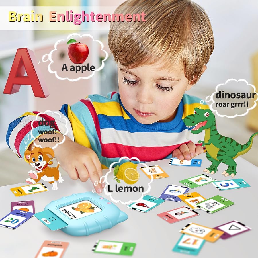 Montessori Education Flash Cards Machine Early Educational Learning English Electronic Audio Book Toy for Children Birthday Gift