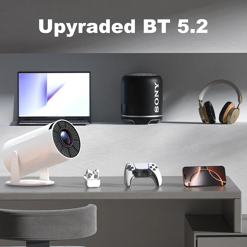 2025 New 4K Smart Android Projector - 180 °   Rotating Stand + Auto Keystone, Home/Office/Camping All-In-One - Wifi/Bluetooth Dual