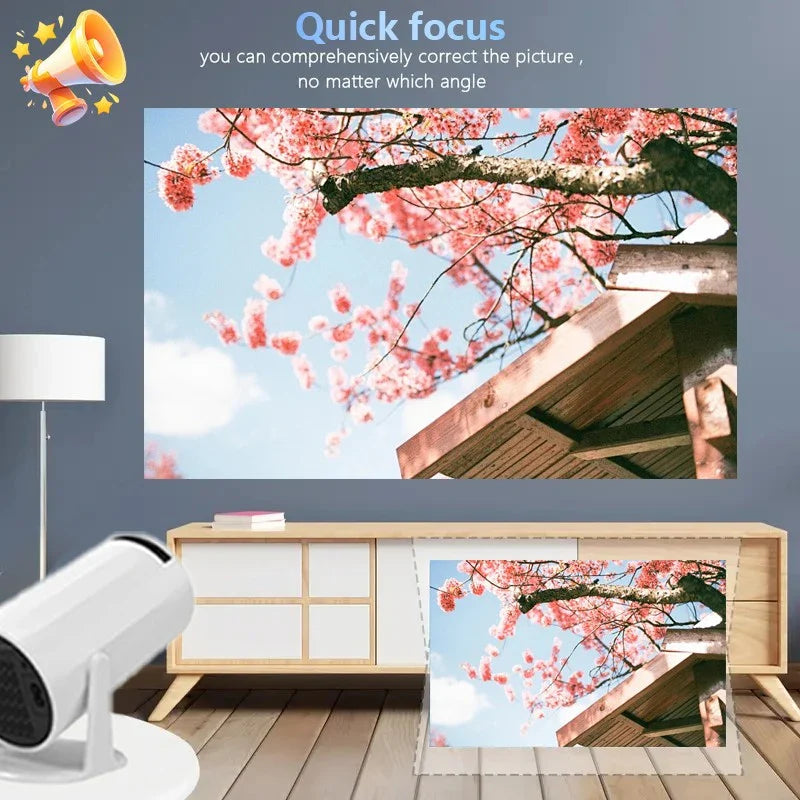 2025 New 4K Smart Android Projector - 180 °   Rotating Stand + Auto Keystone, Home/Office/Camping All-In-One - Wifi/Bluetooth Dual