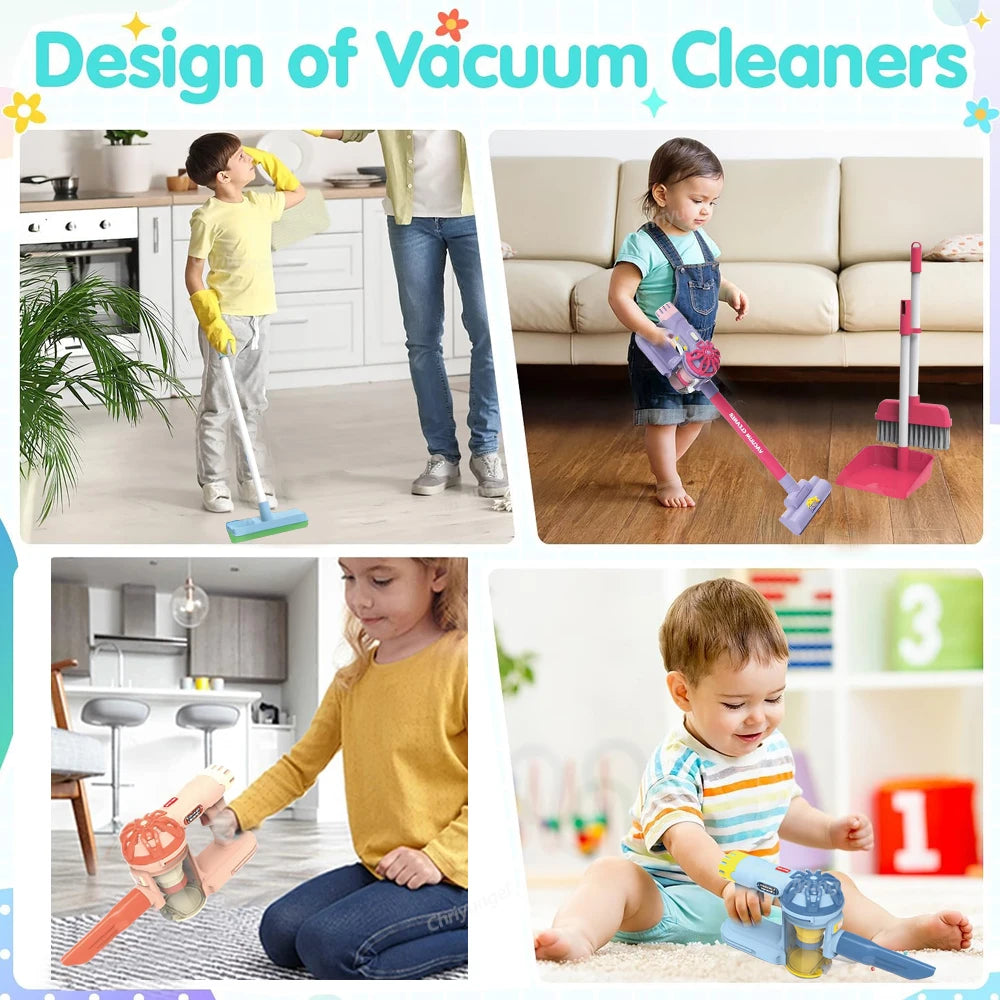 Kids Simulation Electric Vacuum Cleaner Cleaning Set for Toddlers Role Play Housekeeping Educational Toys Girl Boy Gifts