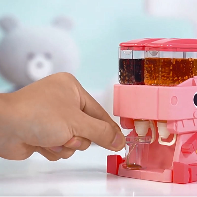 Children Dinosaur Dual Water Dispenser Toy with Cold/Warm Water Juice Drinking Fountain