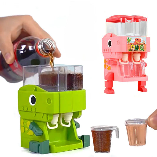 Children Dinosaur Dual Water Dispenser Toy with Cold/Warm Water Juice Drinking Fountain
