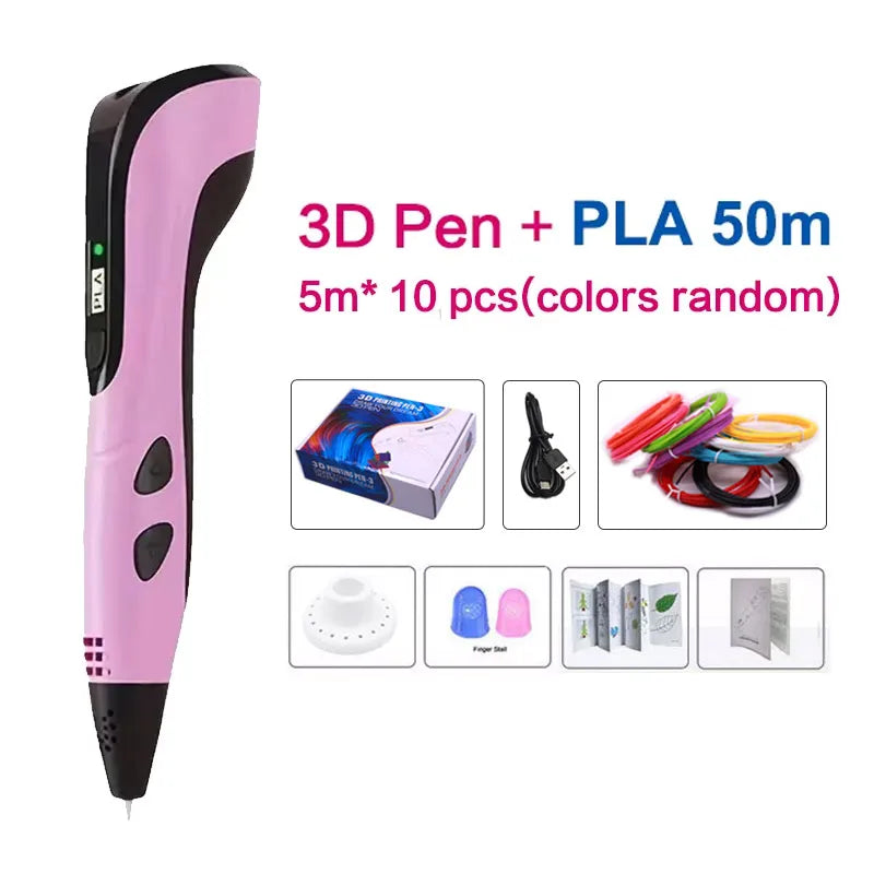 3D Printing Pen 3d Pens,Free 50m PLA Filament 1.75mm, High Quality Pen, Kids Educational Toy