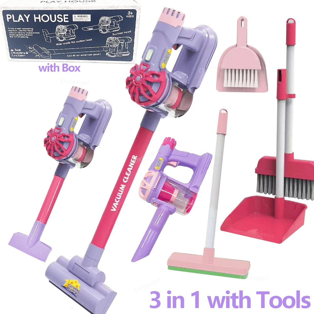 Kids Simulation Electric Vacuum Cleaner Cleaning Set for Toddlers Role Play Housekeeping Educational Toys Girl Boy Gifts