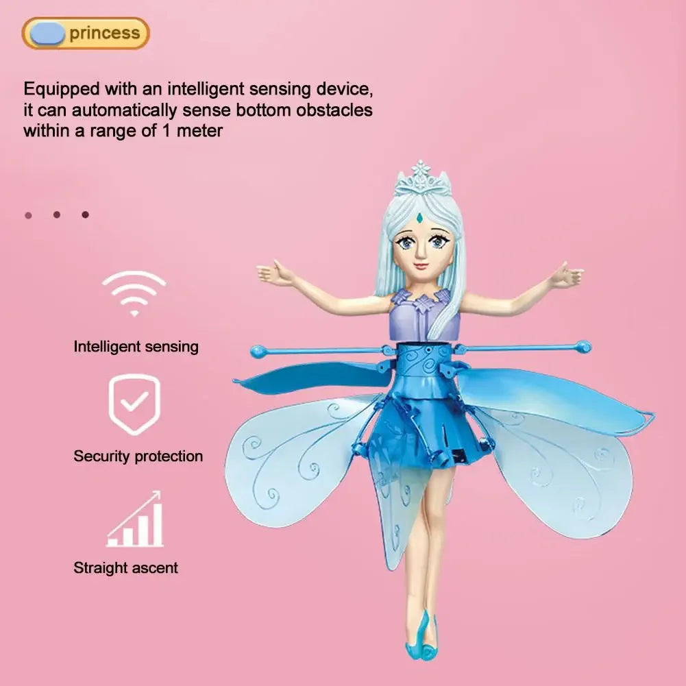 Funny Inductive Flying Doll Suspended Quadcopter Flying Fairy Cute Magical Princess Mini Drone Fly Toy Gesture Rotating Dancing