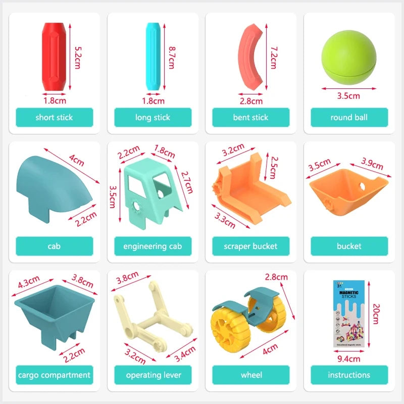 Magnetic Creative Building Blocks Designer Set - Magnet Stick Rod Balls - Montessori Educatio                                      nal Toys For Children