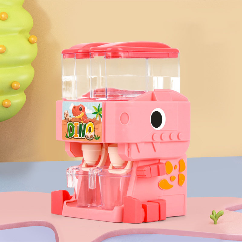 Children Dinosaur Dual Water Dispenser Toy with Cold/Warm Water Juice Drinking Fountain