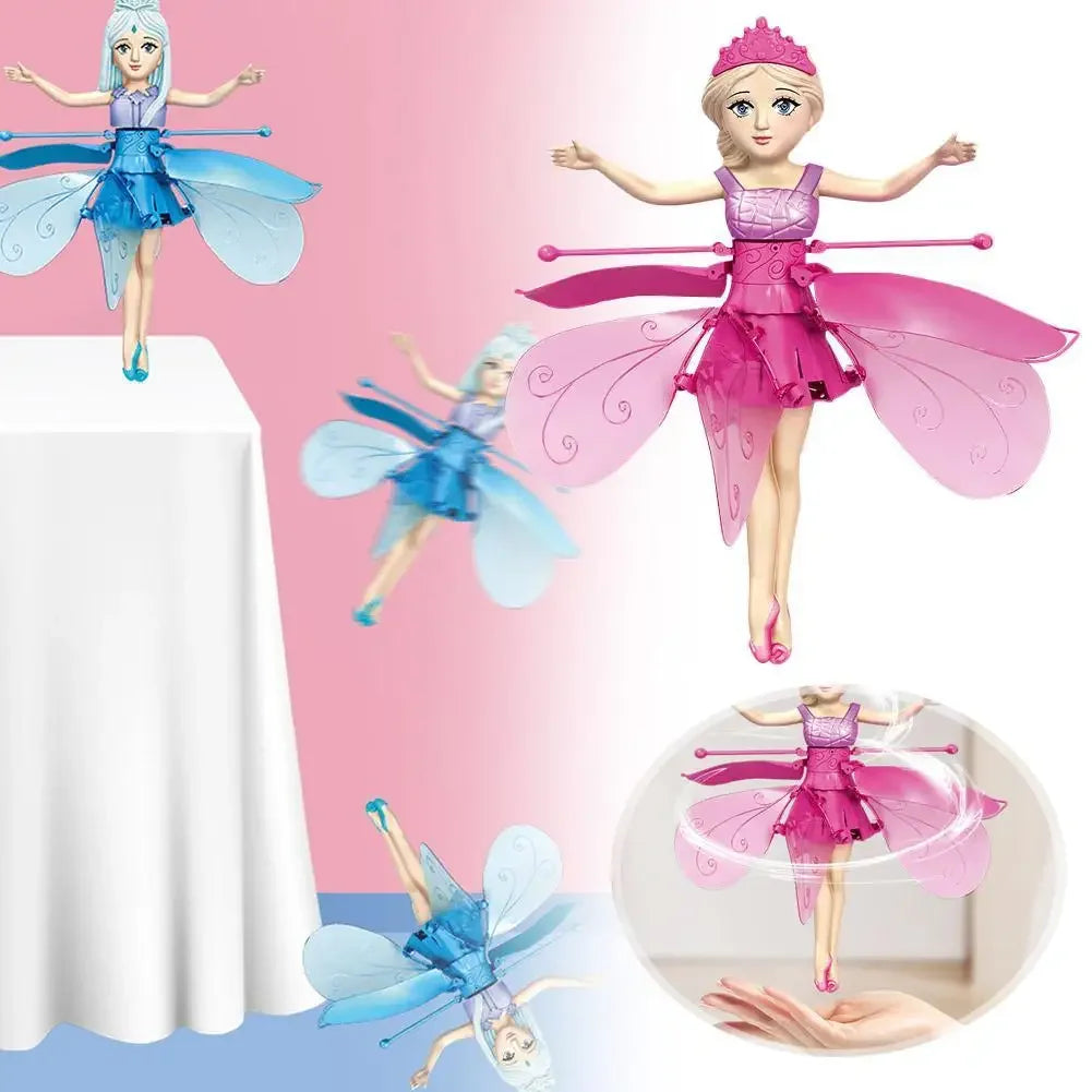 Funny Inductive Flying Doll Suspended Quadcopter Flying Fairy Cute Magical Princess Mini Drone Fly Toy Gesture Rotating Dancing