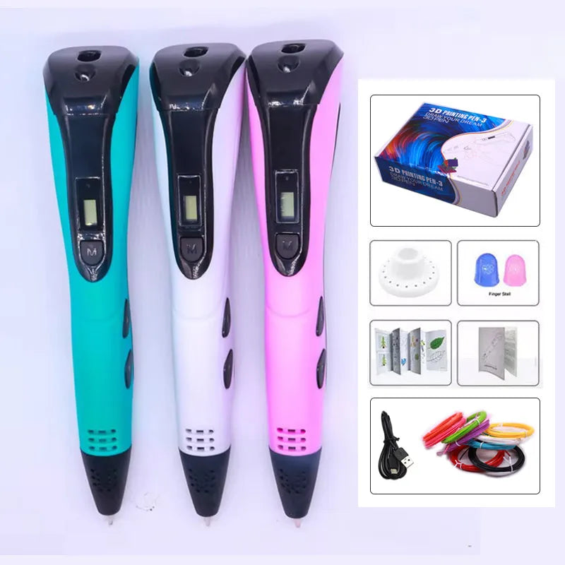3D Printing Pen 3d Pens,Free 50m PLA Filament 1.75mm, High Quality Pen, Kids Educational Toy