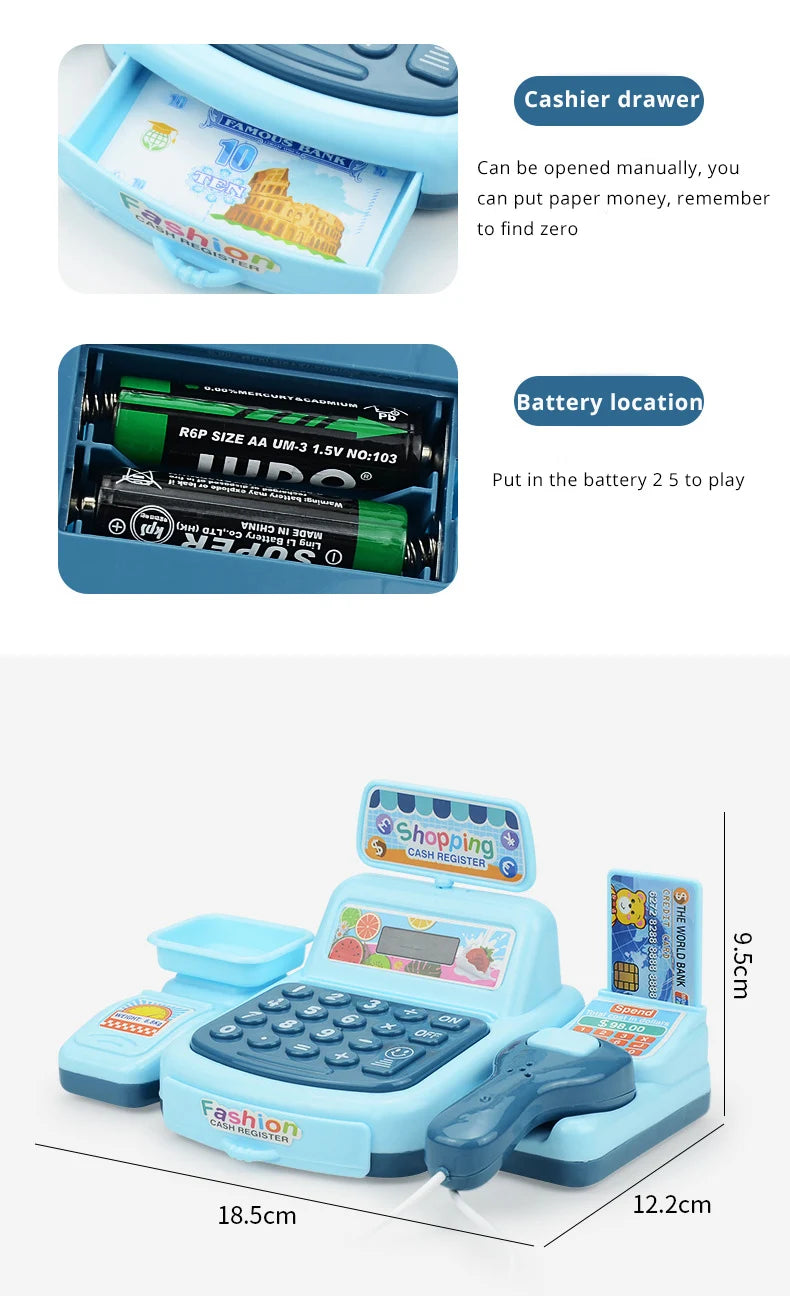 Simulation Shopping Cashier machine - Toys Electronic Game Lighting - Sound Effects Cashier Toys