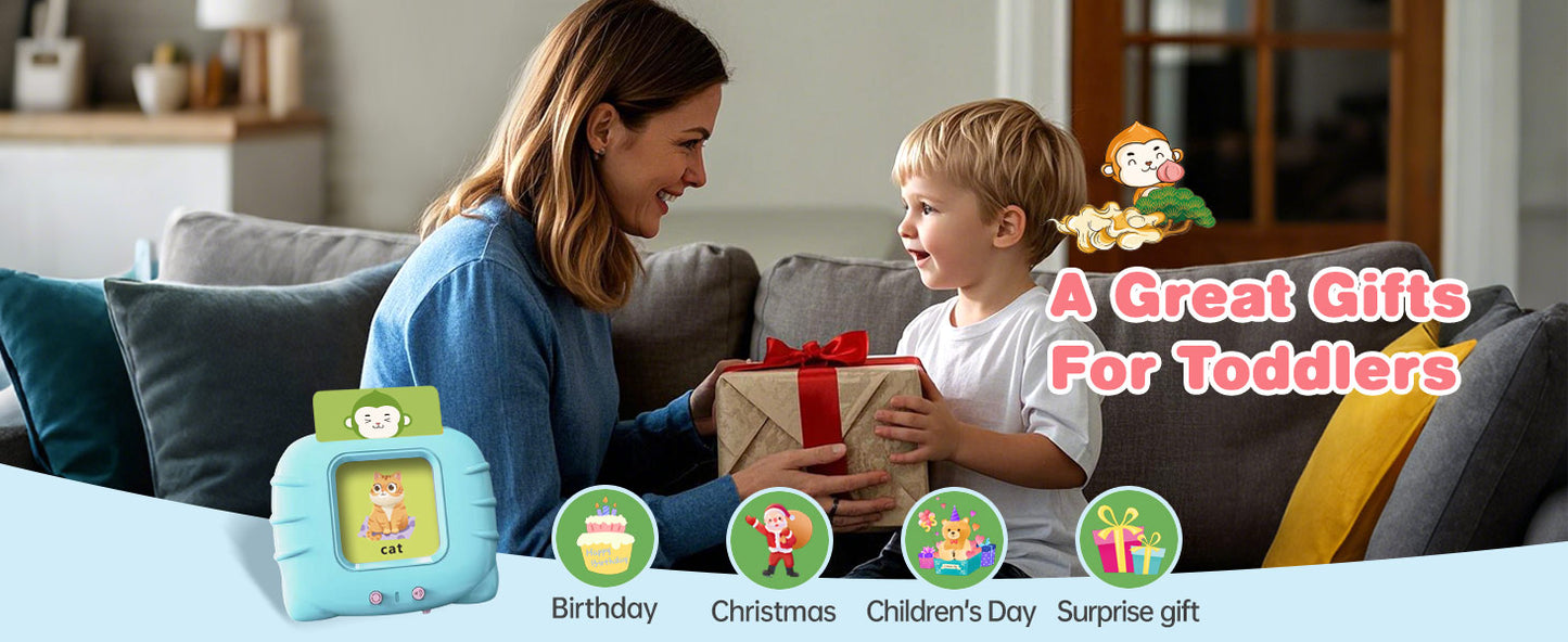 Montessori Education Flash Cards Machine Early Educational Learning English Electronic Audio Book Toy for Children Birthday Gift