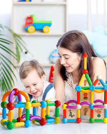 Magnetic Creative Building Blocks Designer Set - Magnet Stick Rod Balls - Montessori Educatio                                      nal Toys For Children