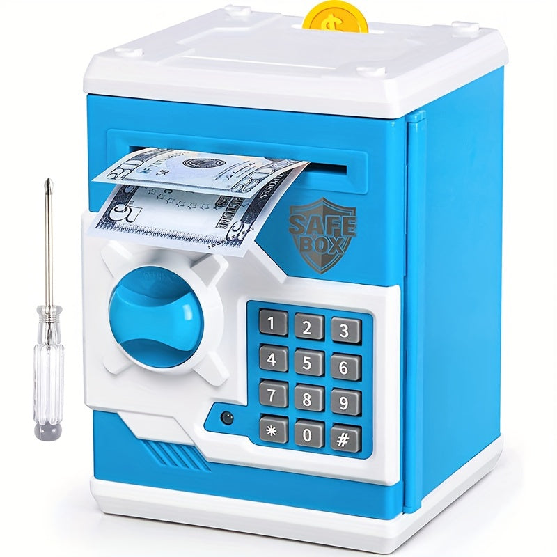 ATM Piggy Bank For Boys Girls,  Mini ATM Coin Bank Money Saving Box With Password, Kids Safe Money Jar For Adults With Auto Grab Bill Slot, Great Gift Toy Bank For Kids