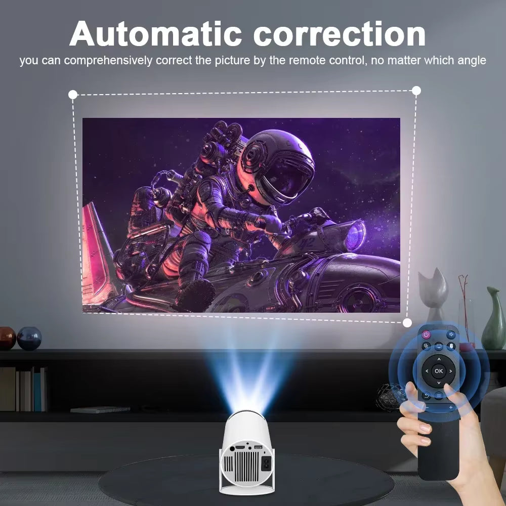 2025 New 4K Smart Android Projector - 180 °   Rotating Stand + Auto Keystone, Home/Office/Camping All-In-One - Wifi/Bluetooth Dual
